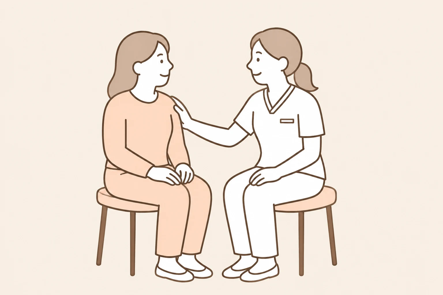 相談者に寄り添う看護師のイラスト