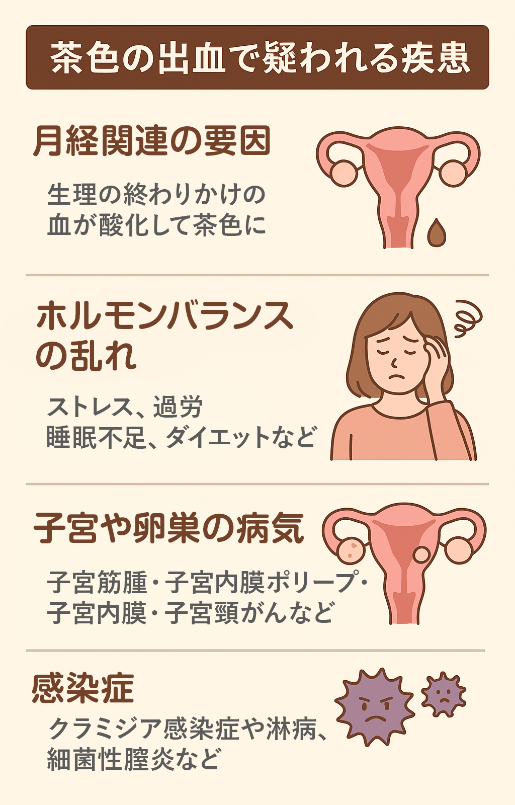 不正出血（茶色）が現れる原因