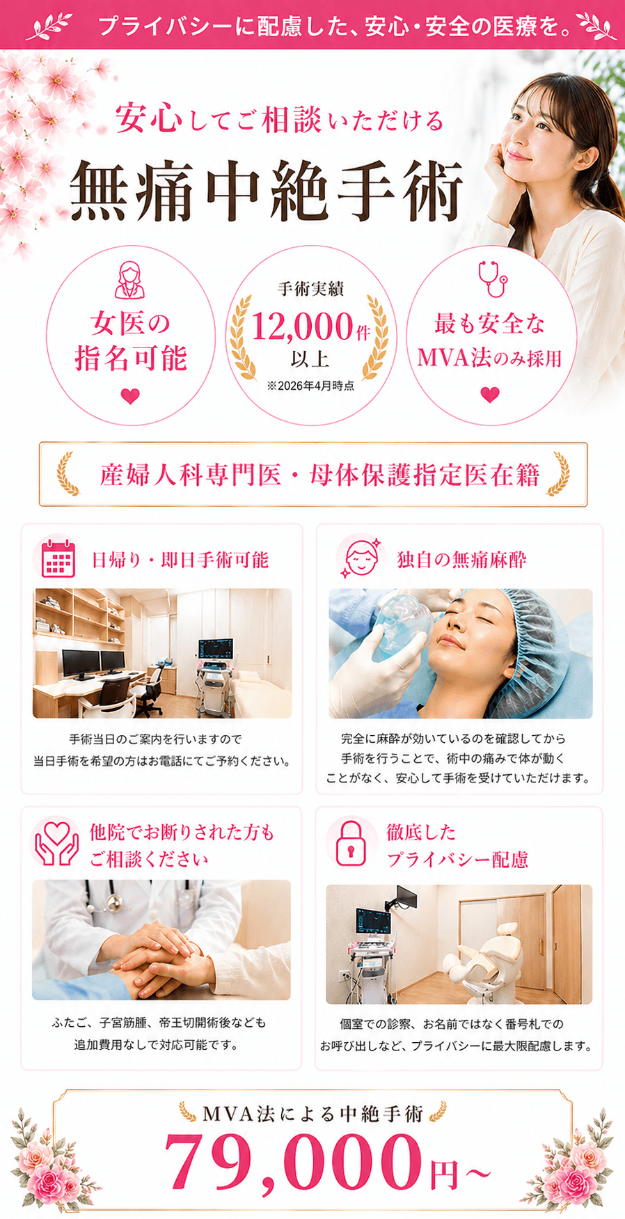 当院の中絶手術79,000円